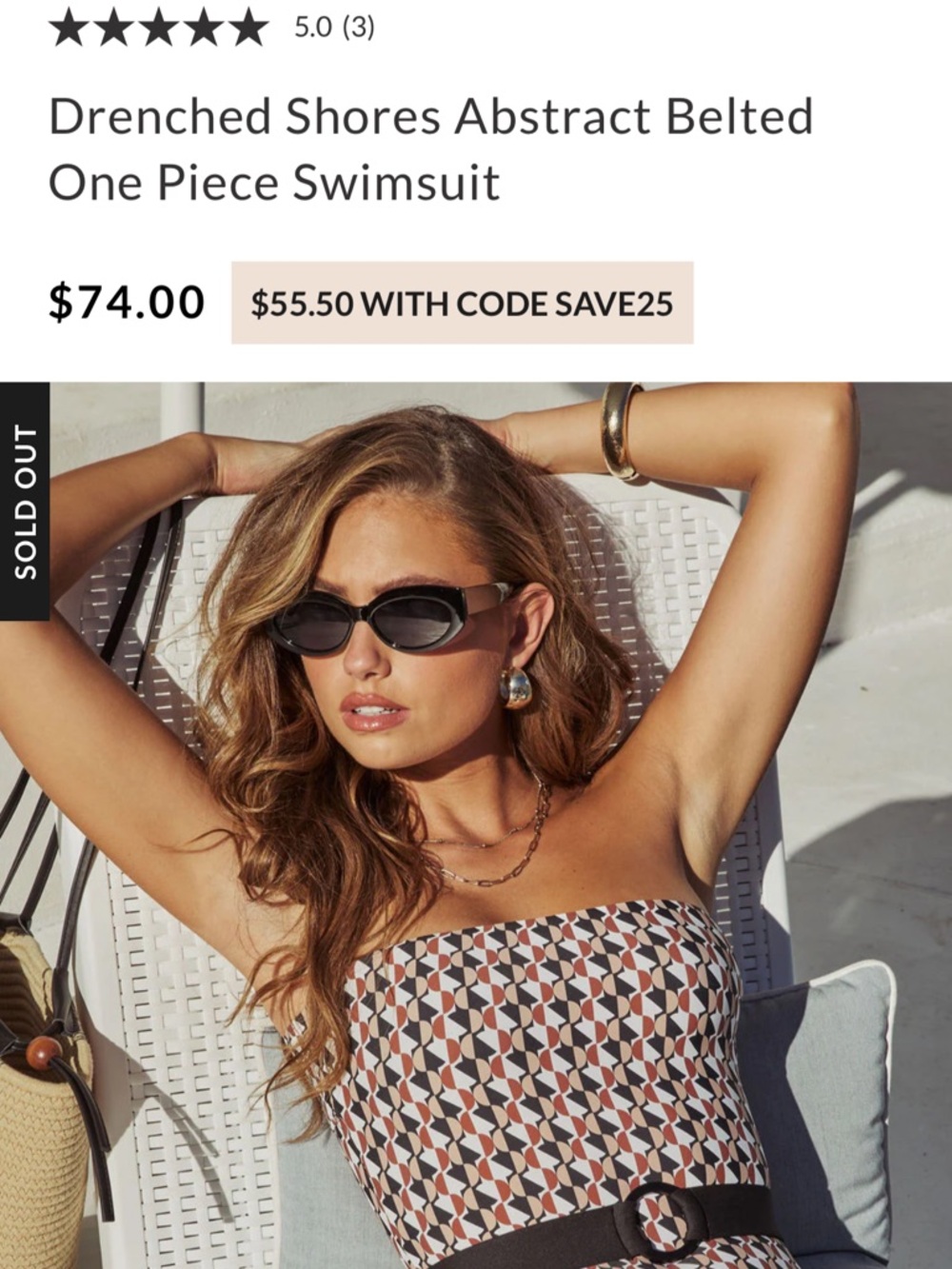 Women’s Belted One Piece Swimsuit NWT